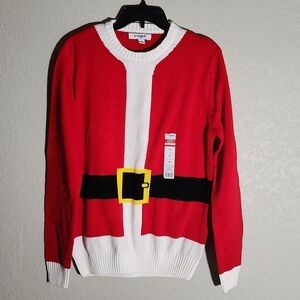 Ugly Christmas Sweater Santa Medium Red White